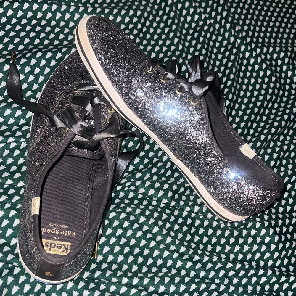 Kate Spade Black Glitter Sneakers